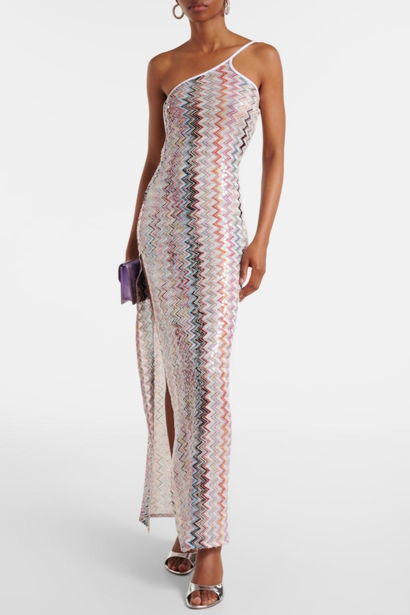 Off-Shoulder Multi-Color Maxi