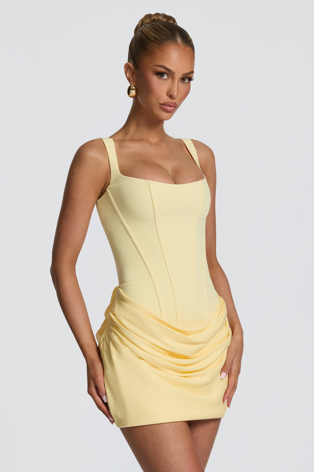 Plain Weave Satin Yellow Tie Mini