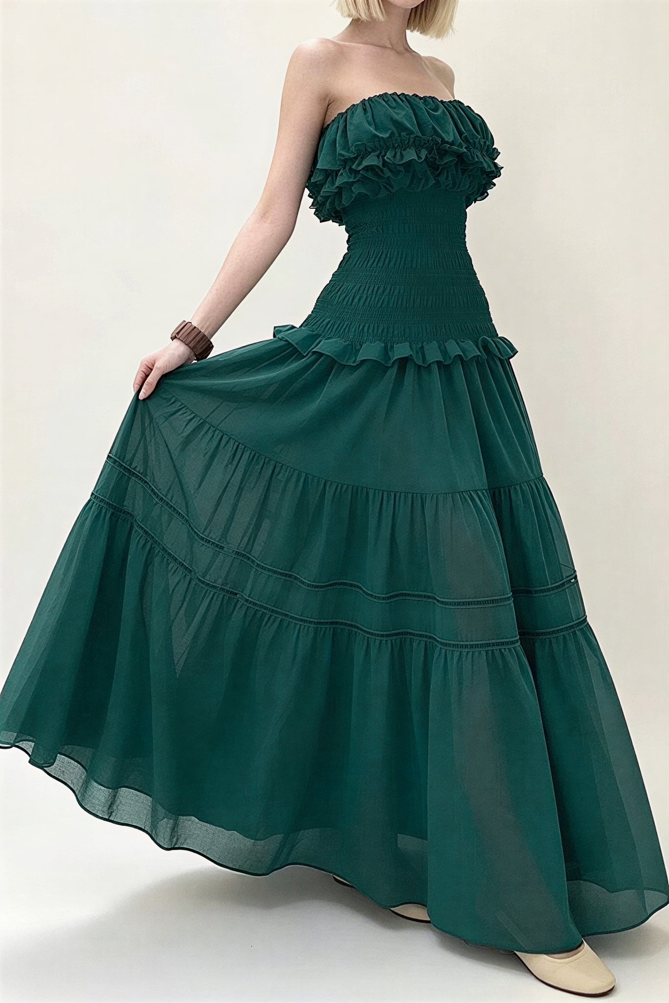 Teal Ruffle Maxi Dress