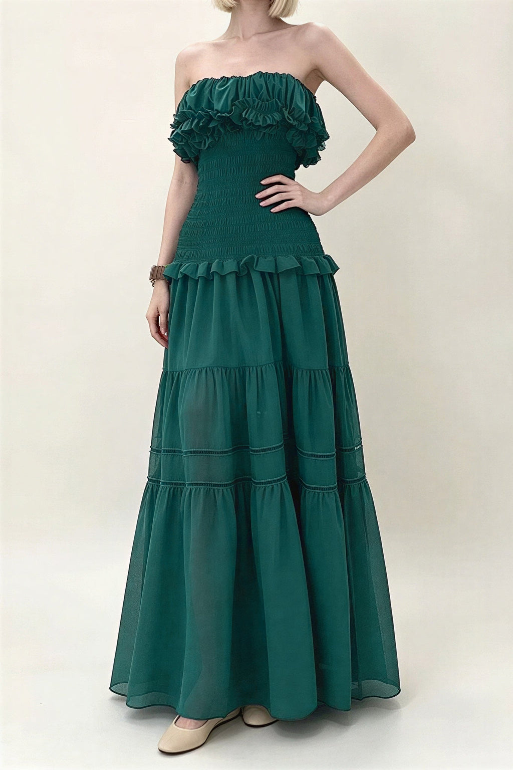 Teal Ruffle Maxi Dress