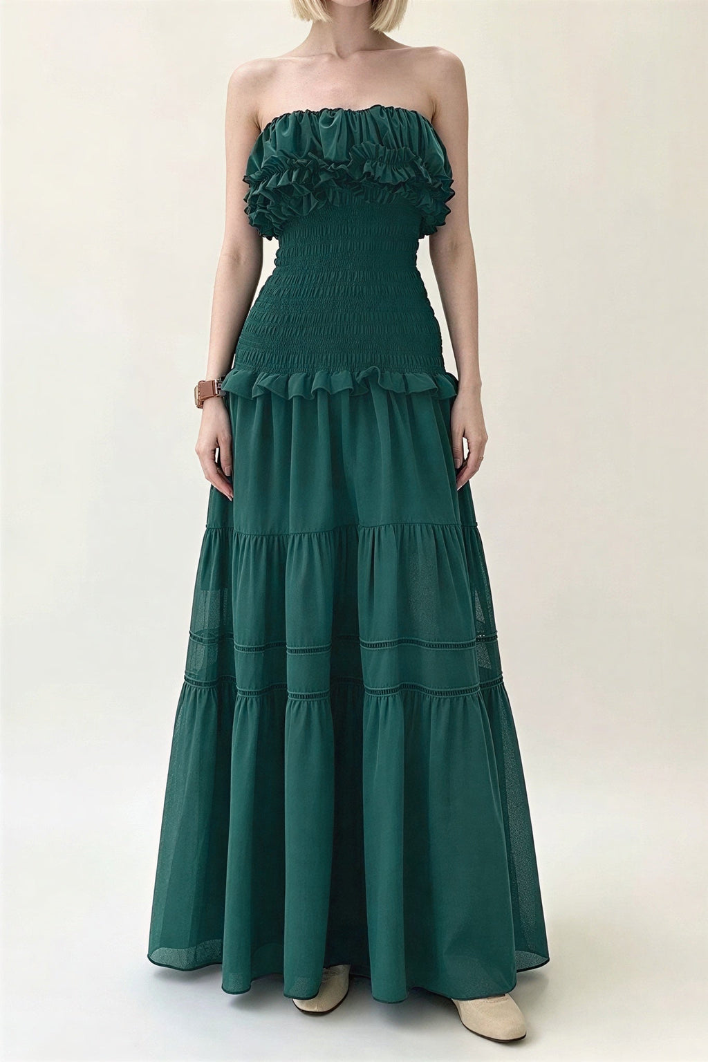 Teal Ruffle Maxi Dress
