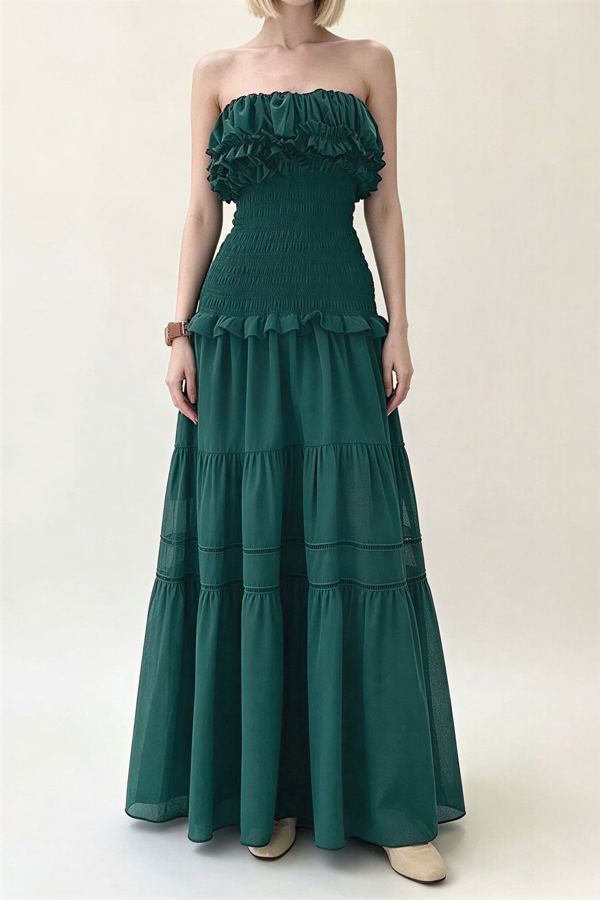 Teal Ruffle Maxi Dress