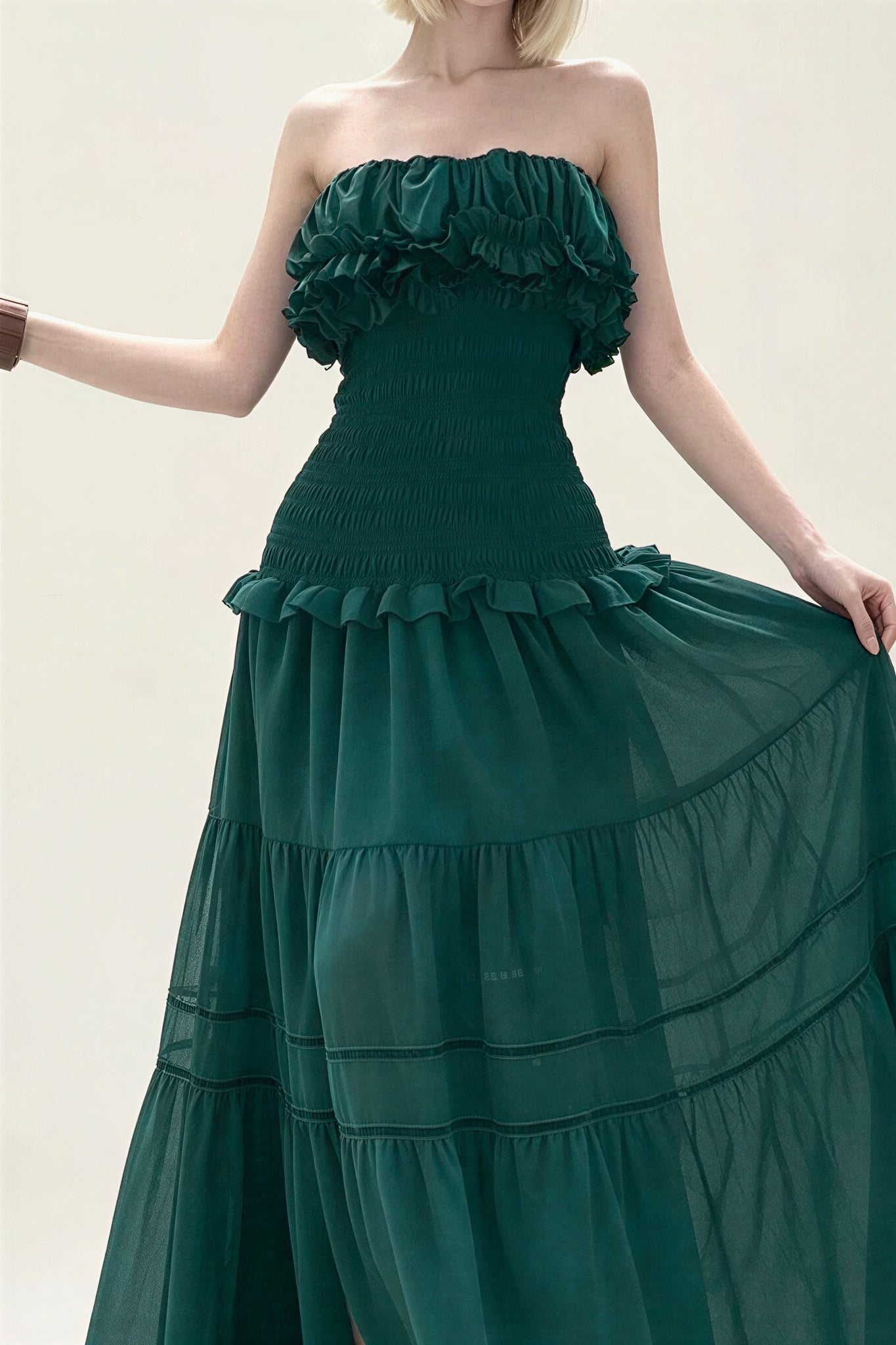 Teal Ruffle Maxi Dress