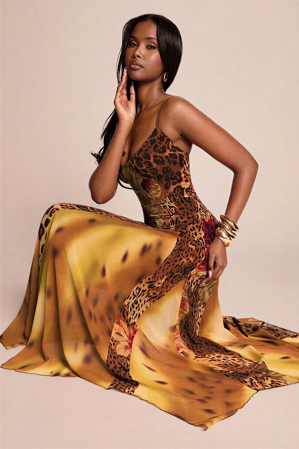 Leopard Splice High-Stretch Midi