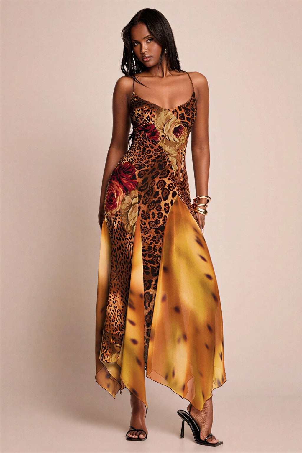 Leopard Splice High-Stretch Midi