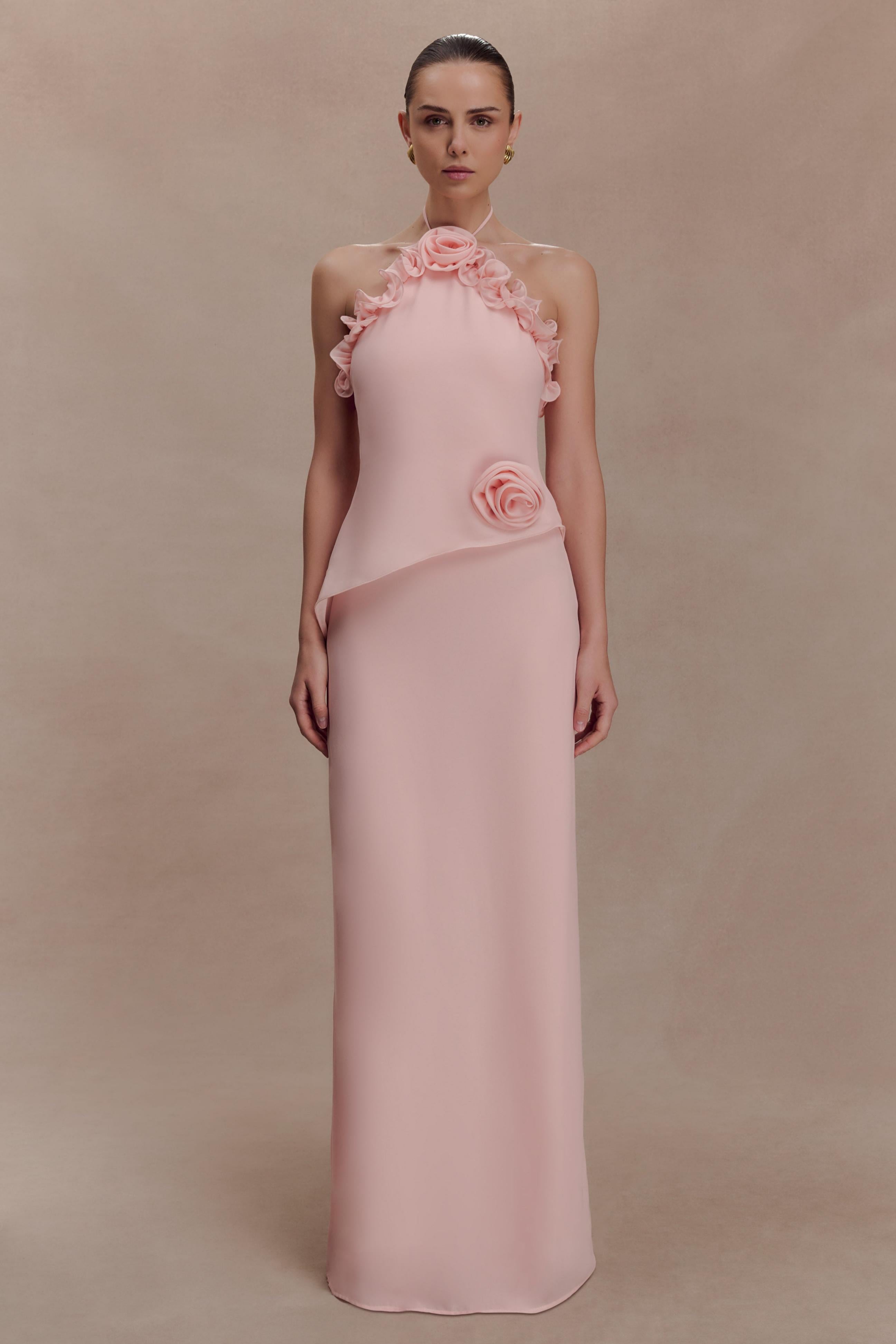 Ruffle High-Stretch Pink Dress