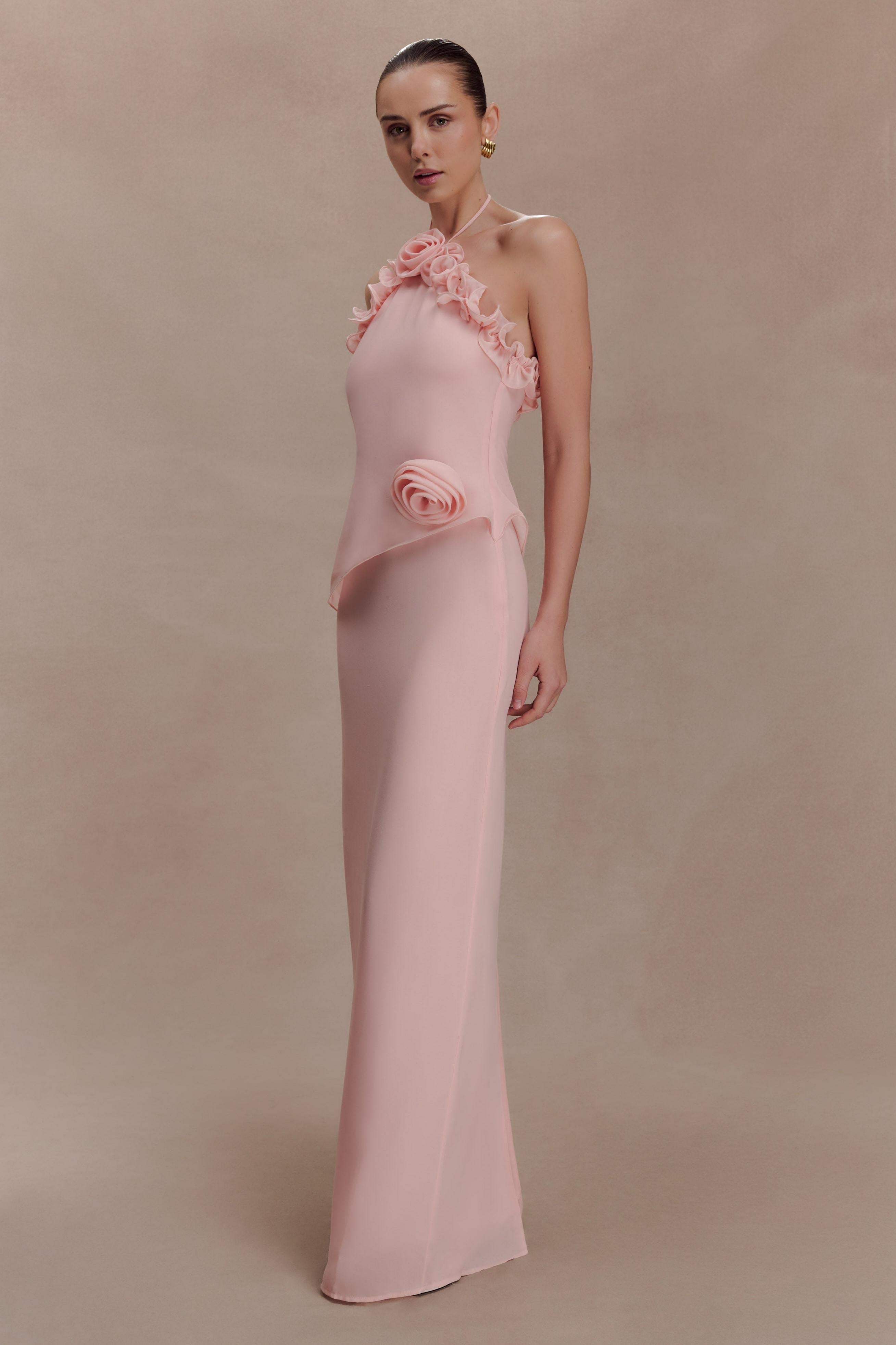 Ruffle High-Stretch Pink Dress
