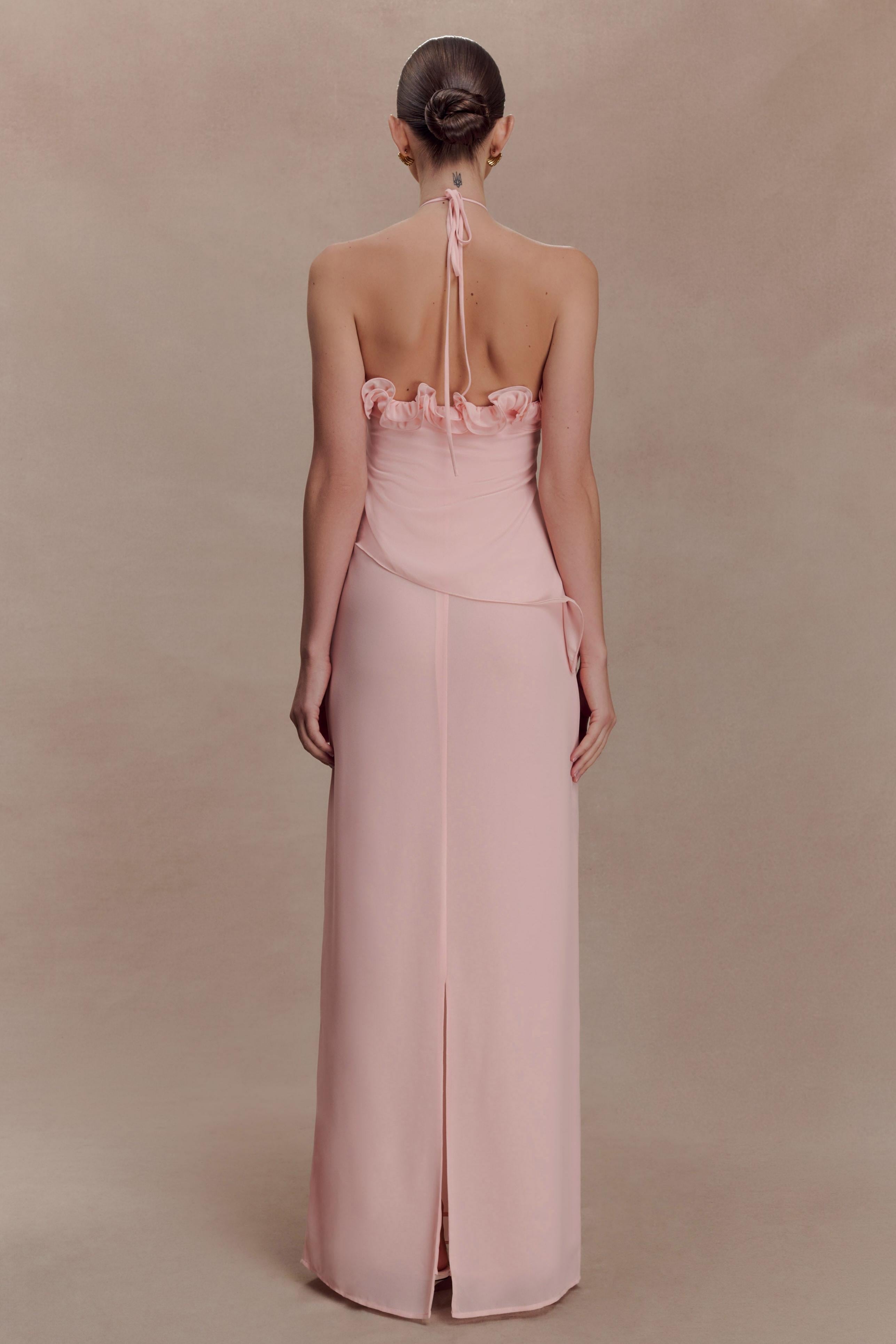 Ruffle High-Stretch Pink Dress