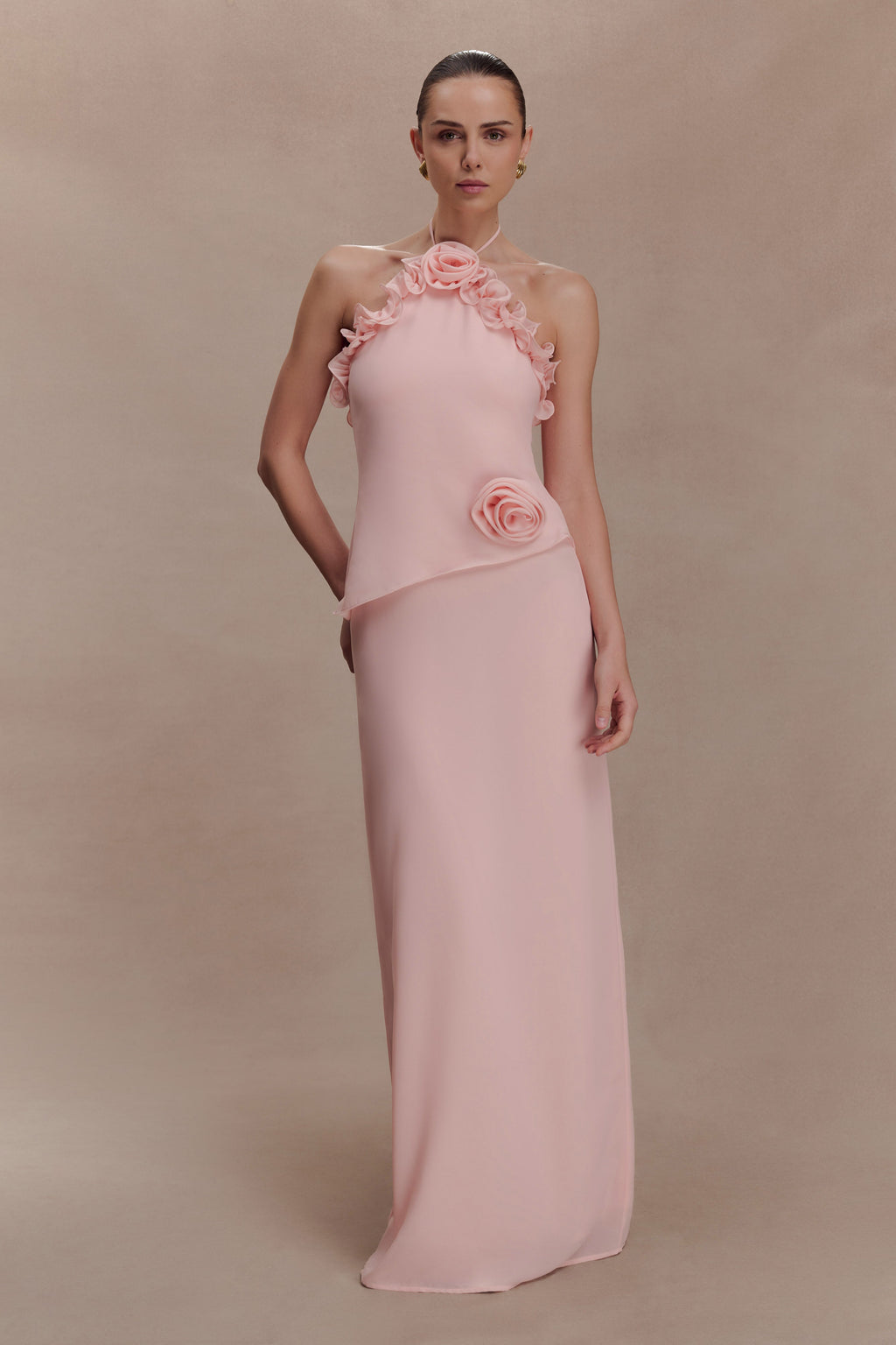 Ruffle High-Stretch Pink Dress
