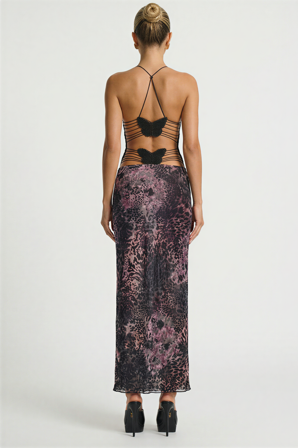 Leopard High-Stretch Open Back Midi