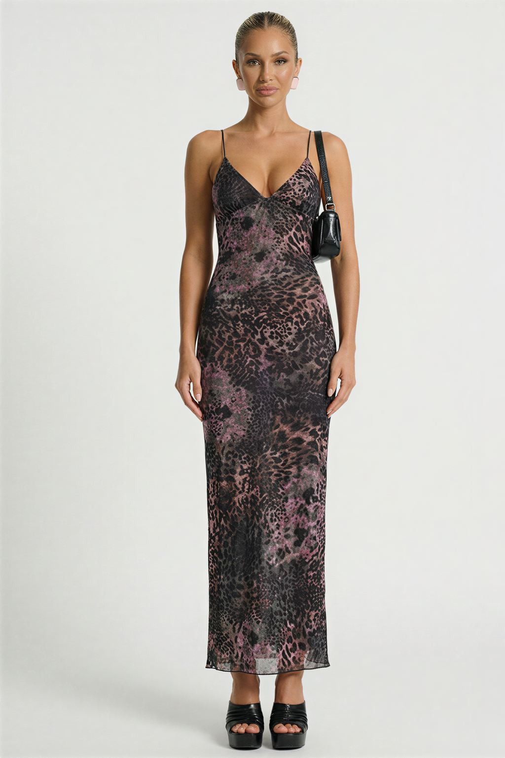 Leopard High-Stretch Open Back Midi