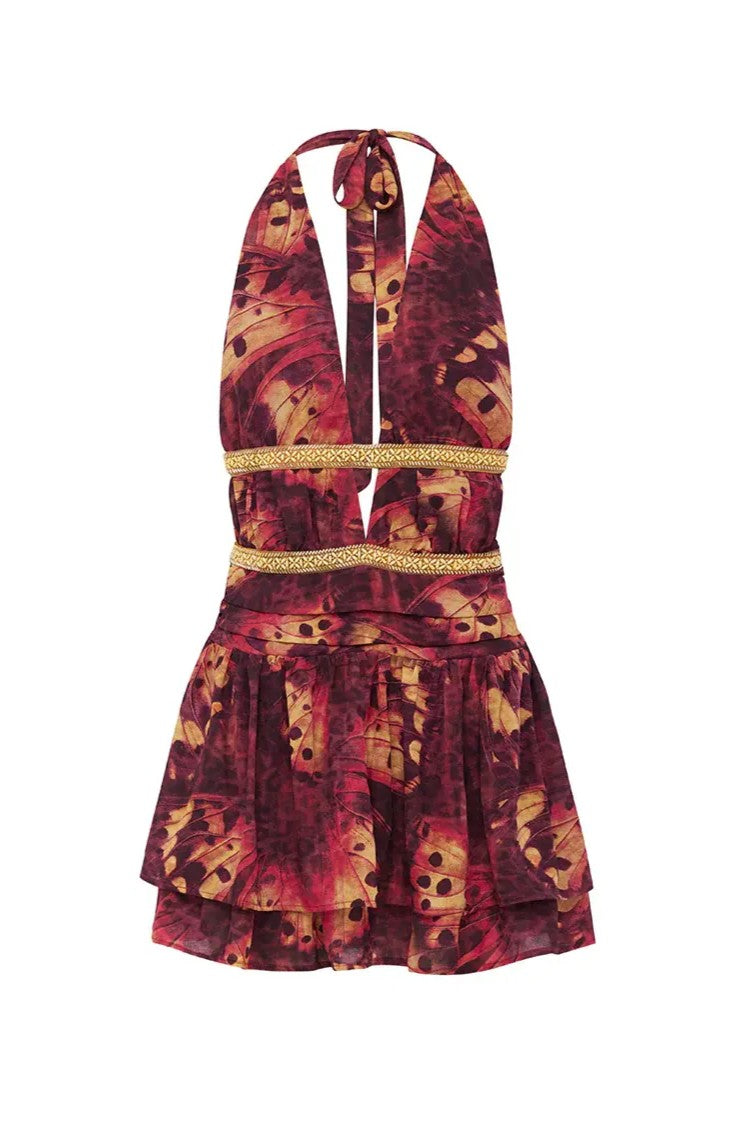 Red Chiffon Butterfly Halter Mini
