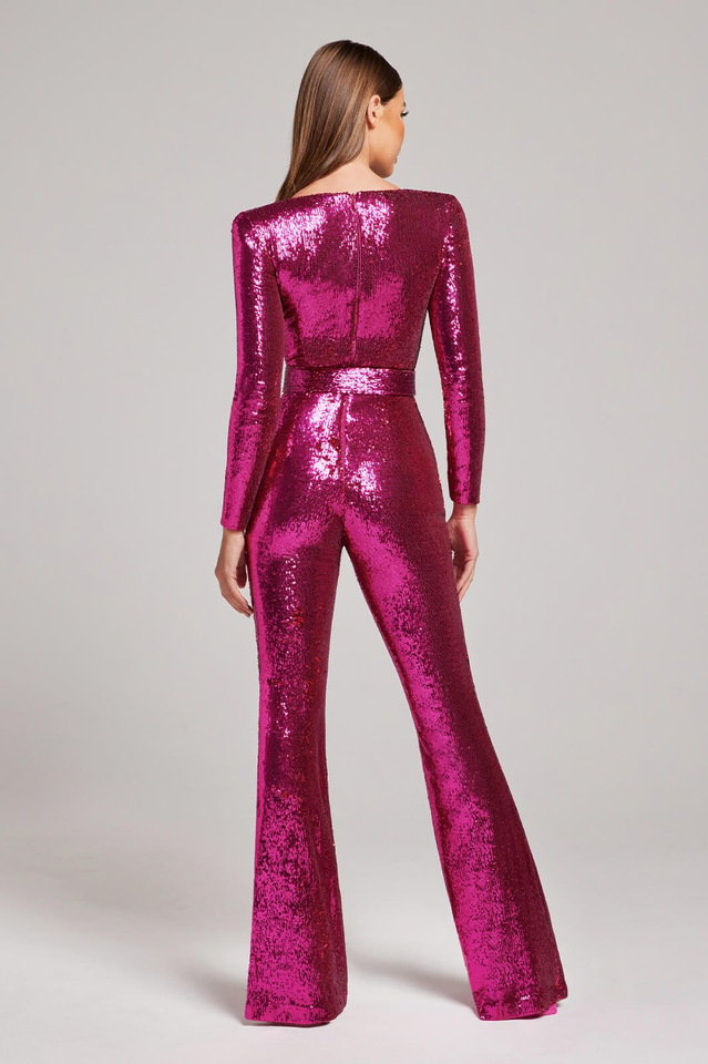 Metal Boned Sequin Embellished Jumpsuit