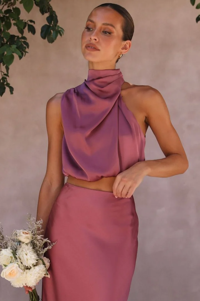 High-Waist Elastic Maxi Skirt