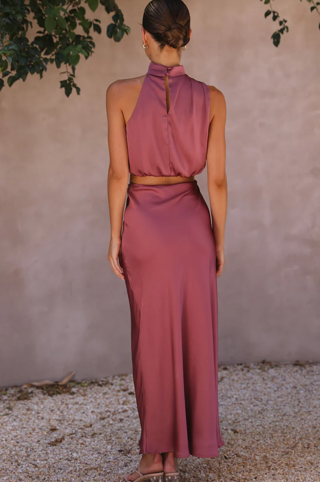 High-Waist Elastic Maxi Skirt