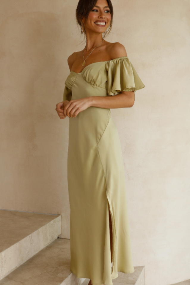 Butterfly Sleeve Off-Shoulder Midi