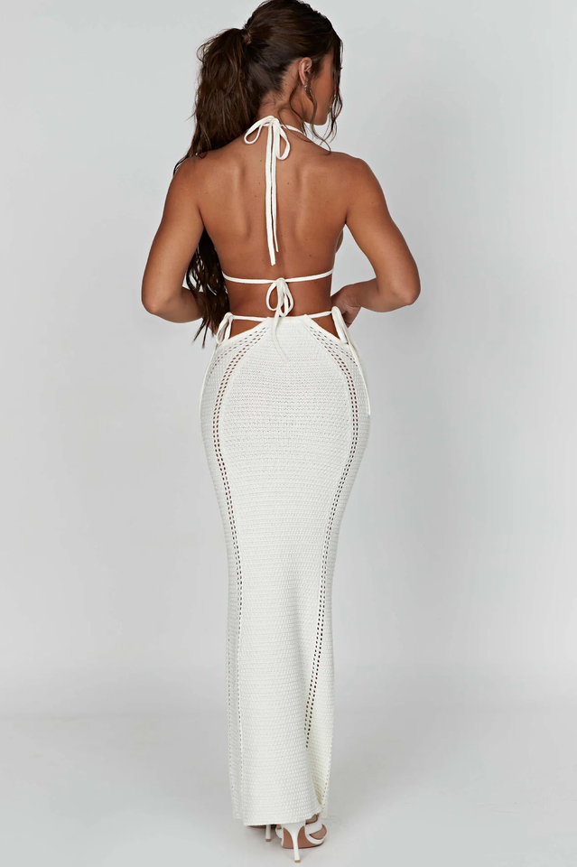Cutout Waist Crochet Maxi Skirt