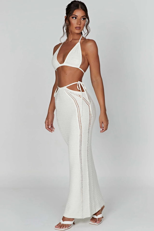 Cutout Waist Crochet Maxi Skirt