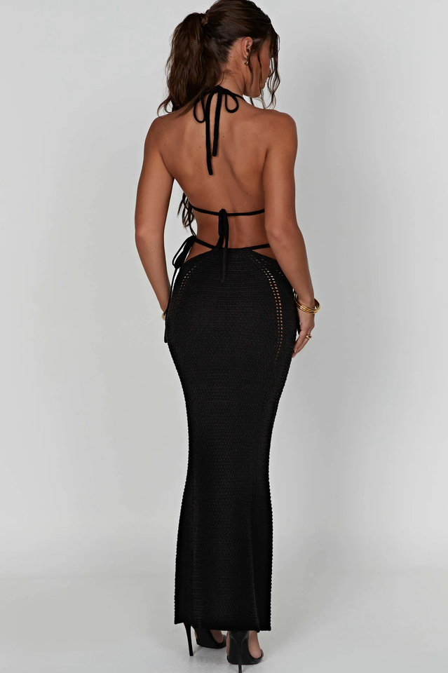 Cutout Waist Crochet Maxi Skirt