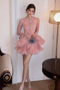 Round Neck Sheer Fitted Party Mini