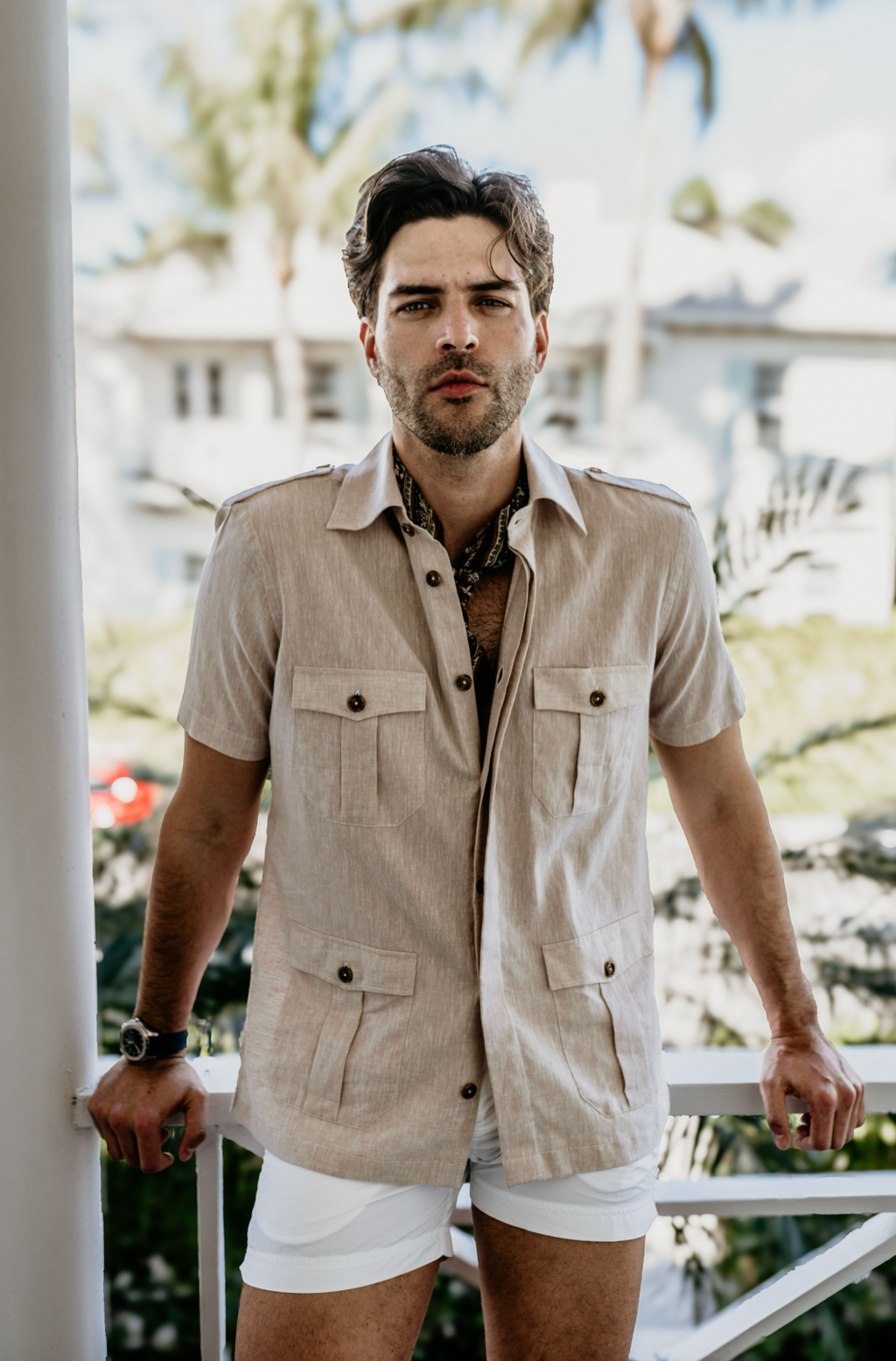 Work Shirt in Tan Linen