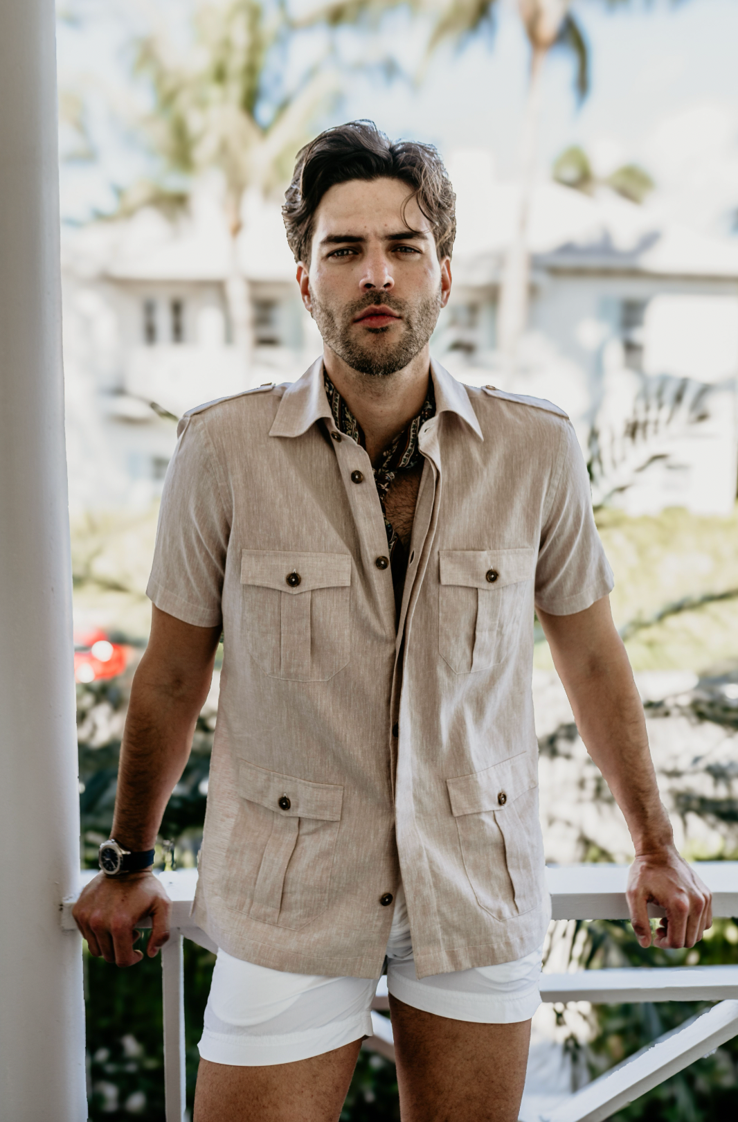 Work Shirt in Tan Linen