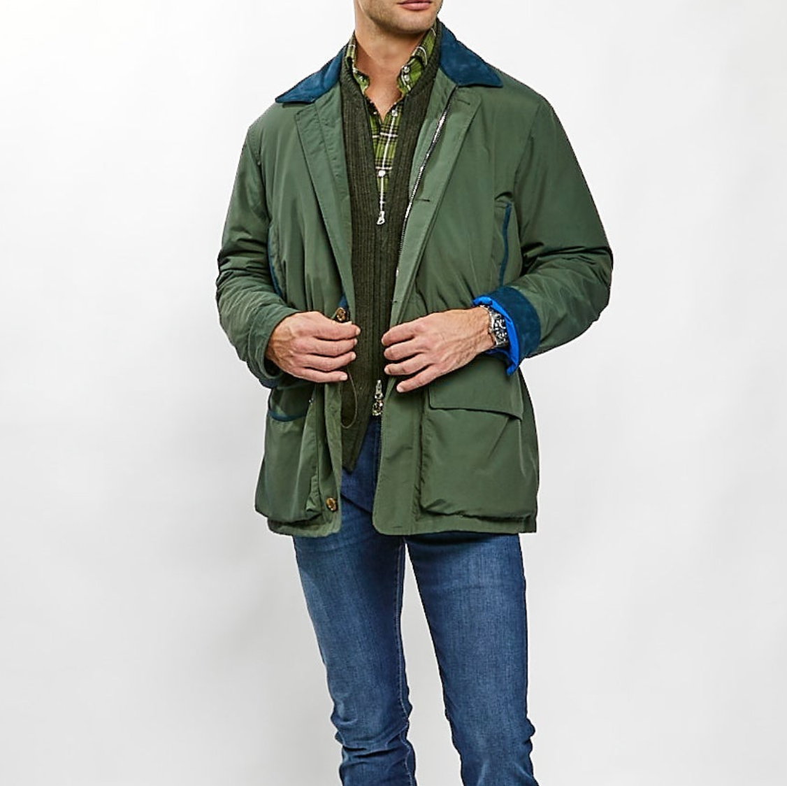 Coat in Green Nylon Performance