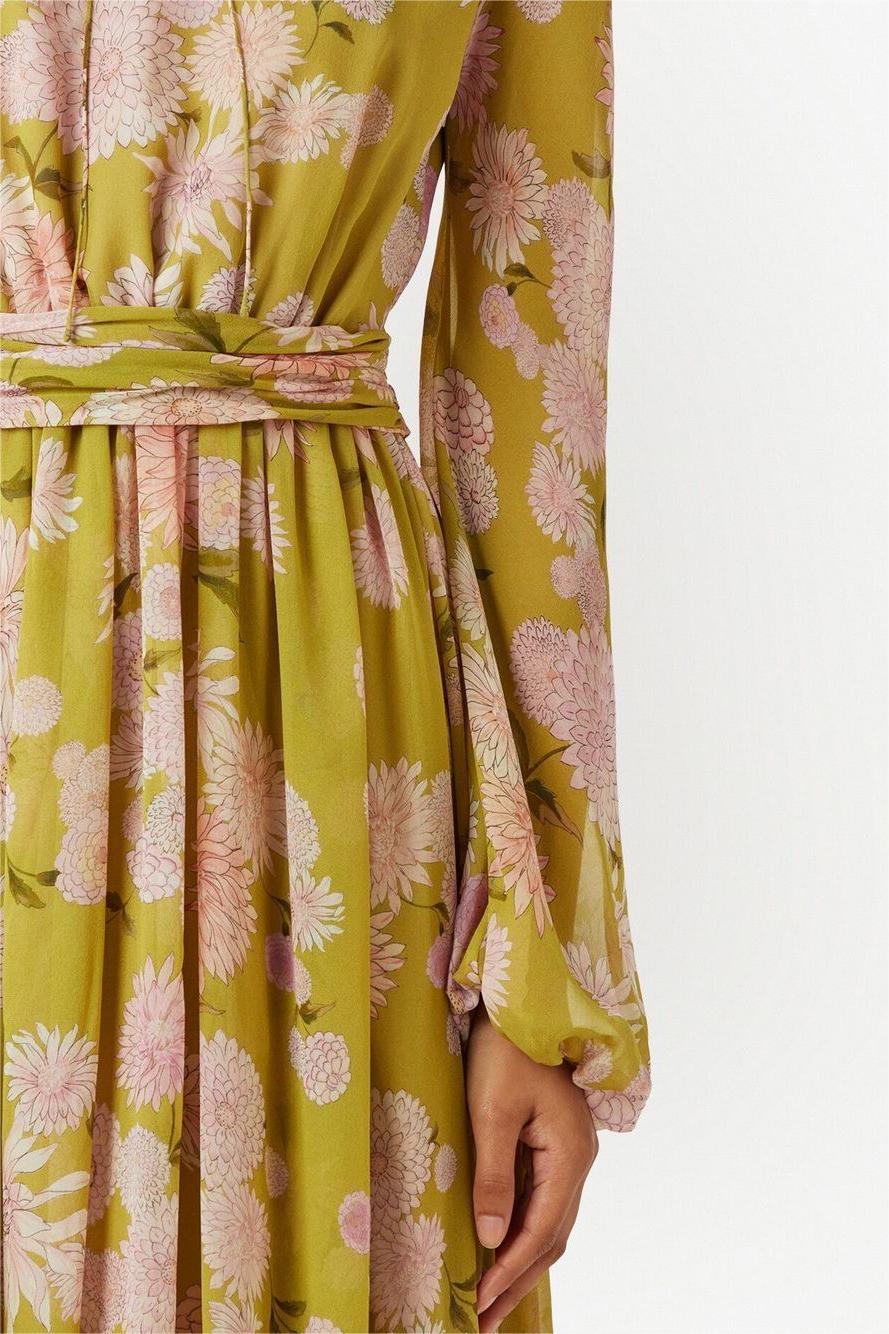 Floral Lace-Up Puff Dress