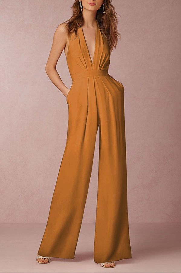 Elegant Sleeveless Halter Slim Ankle Dress