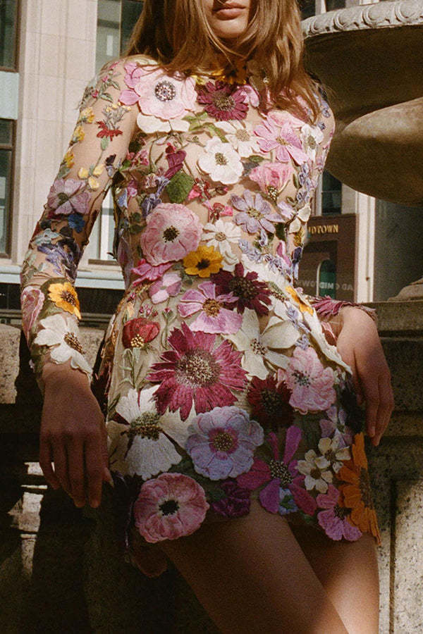 Floral Applique Party Dress