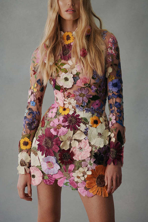 Floral Applique Party Dress