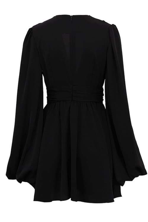 Tencel Deep V Balloon Sleeve Mini