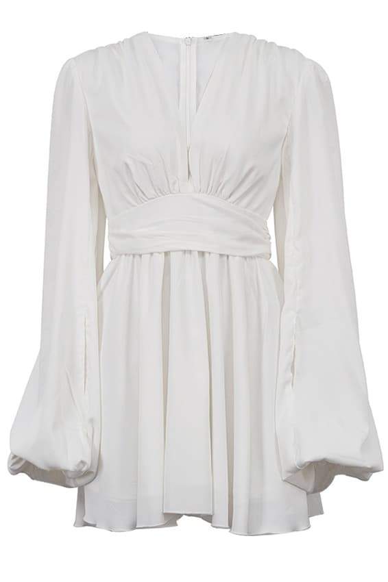 Tencel Deep V Balloon Sleeve Mini
