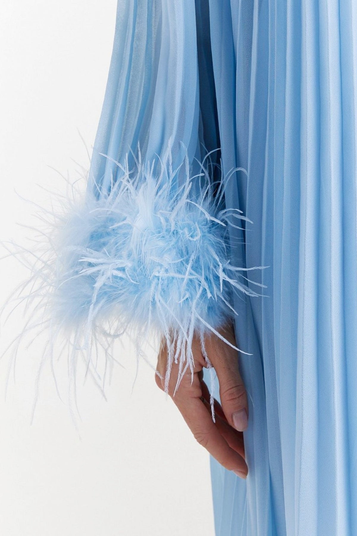 Diamante Collar Feathered Chiffon Maxi