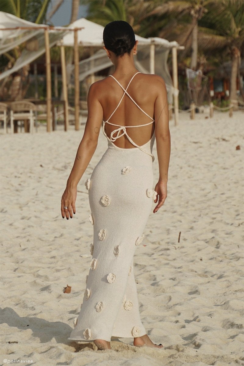 Deep V Criss-Cross Lace-Up Maxi