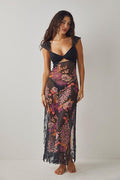 Front Cut-Out Floral Lace Gown