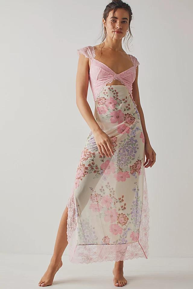 Front Cut-Out Floral Lace Gown