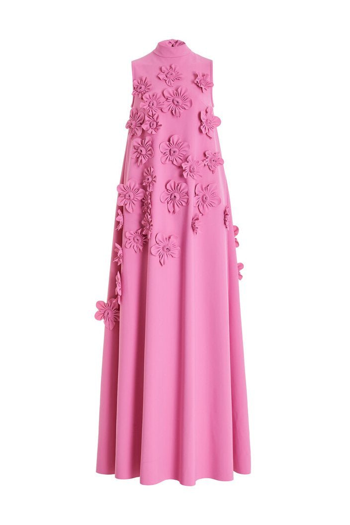 Sleeveless Mock Neck Flower Maxi