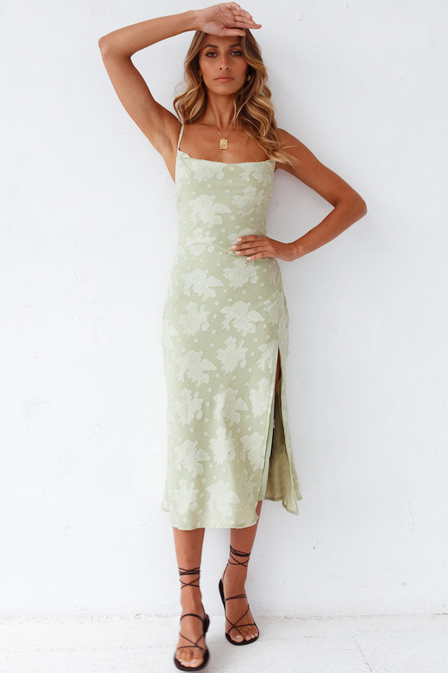 High Slit Spaghetti Strap Midi