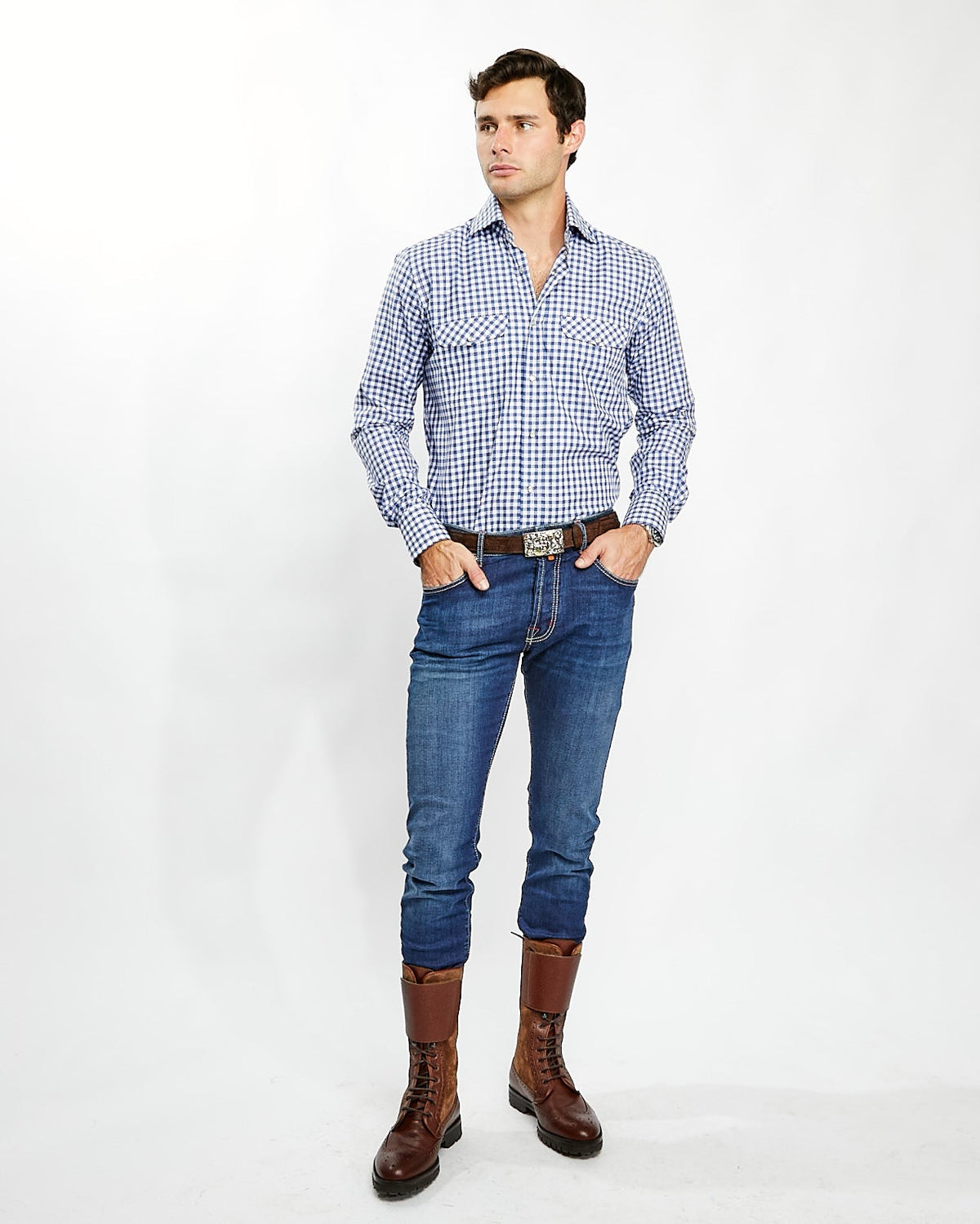 Shirt in Blue Buffalo Check