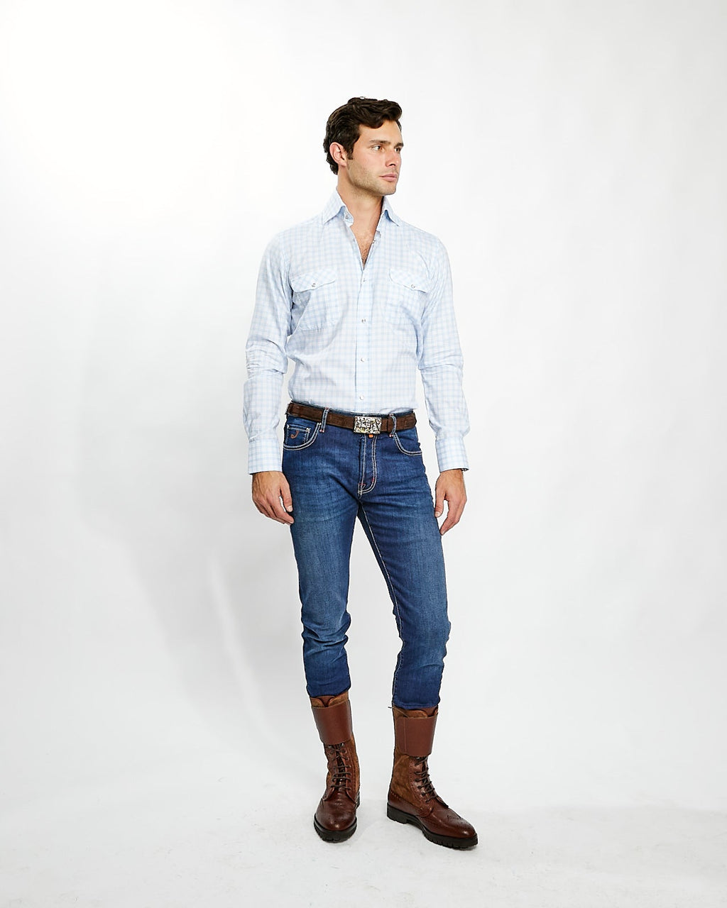 Shirt in Baby Blue Plaid