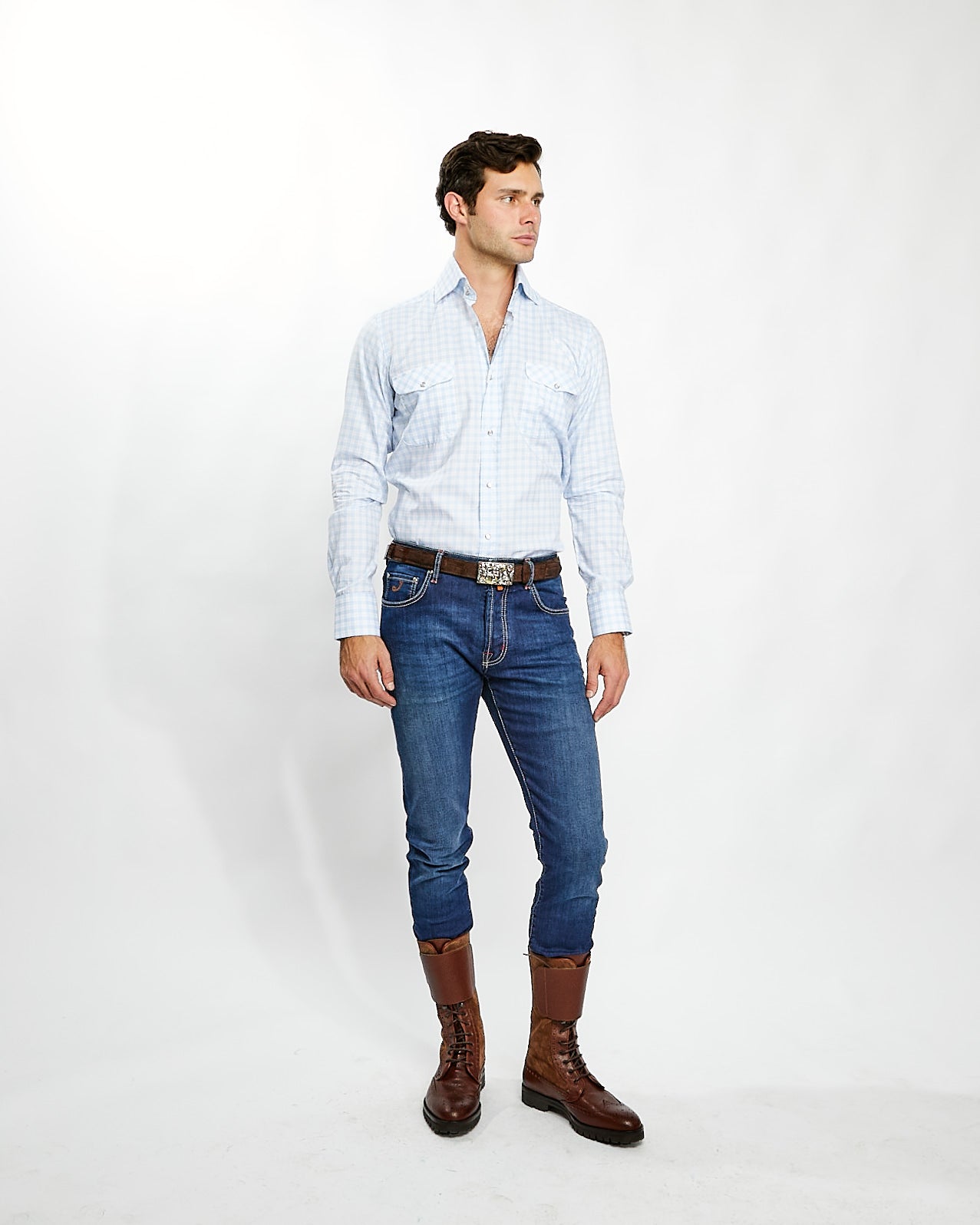 Shirt in Baby Blue Plaid