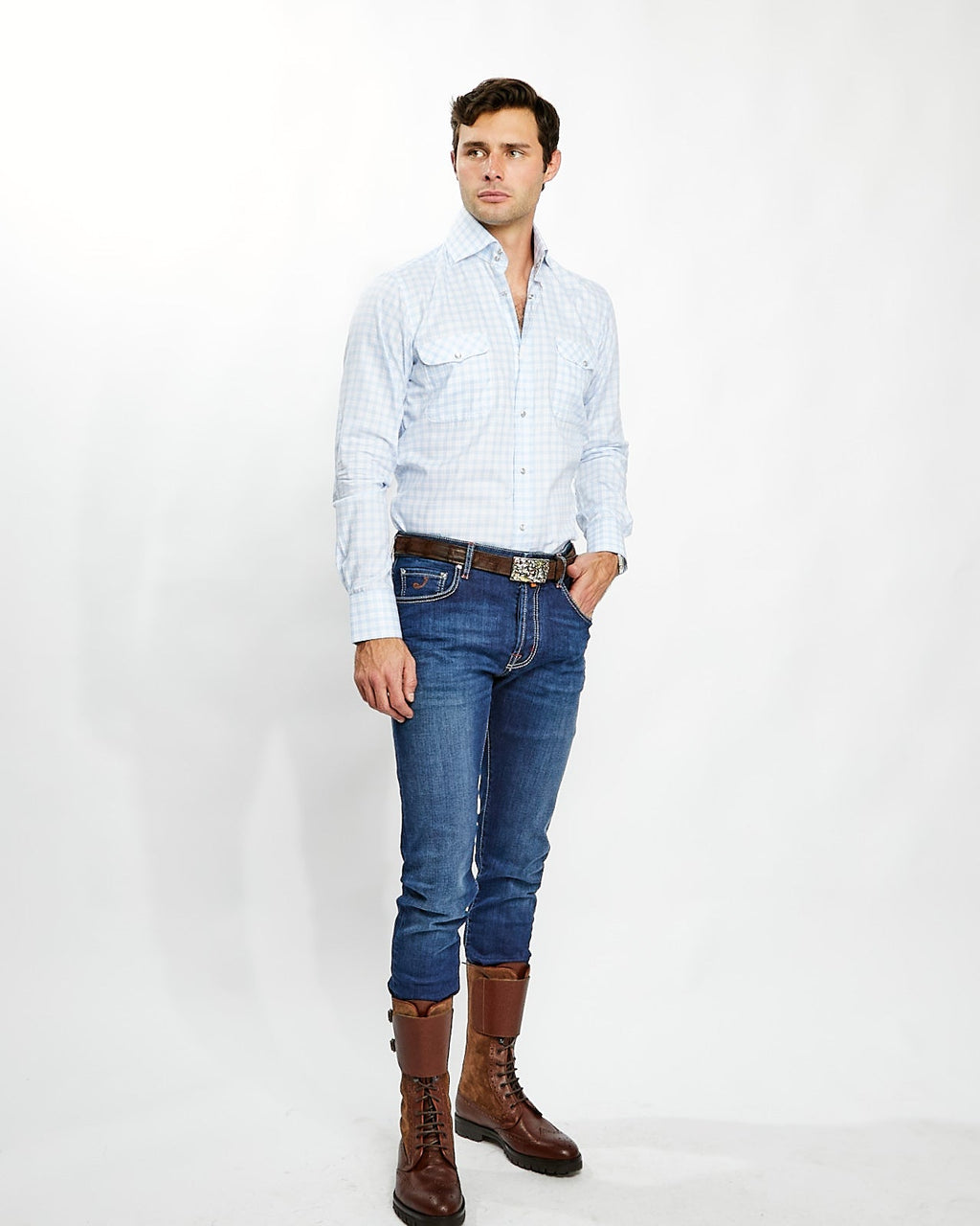 Shirt in Baby Blue Plaid