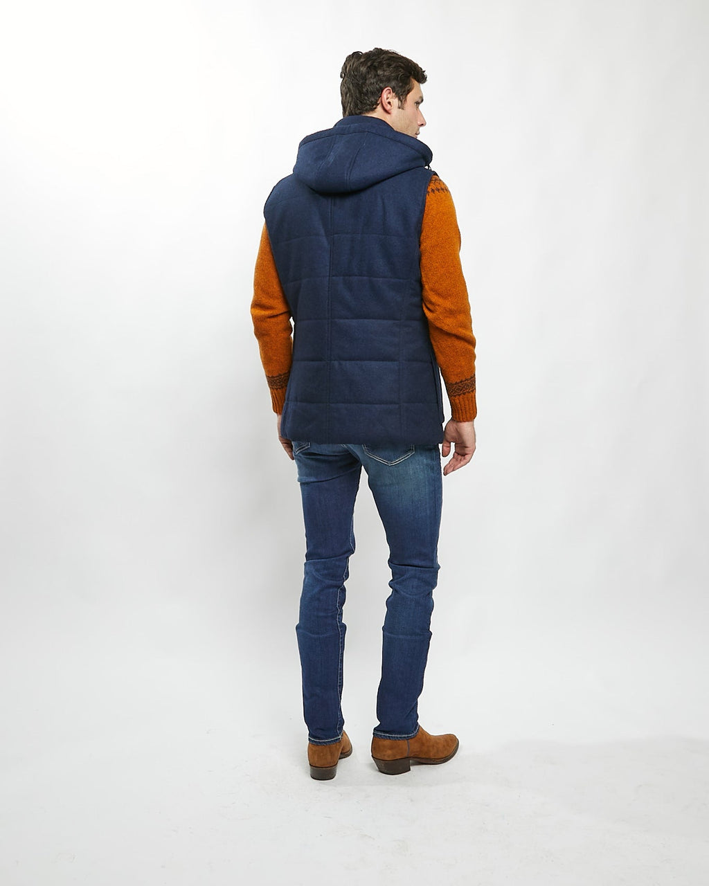 Relaxed and elongated vest in Navy