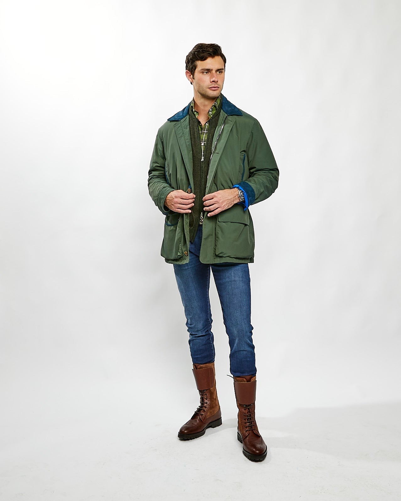 Coat in Green Nylon Performance