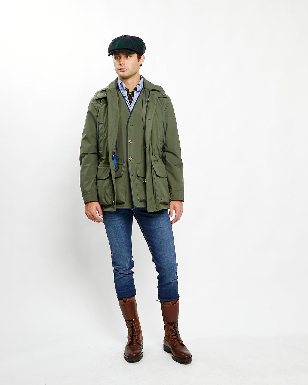 Coat in Green Nylon Performance