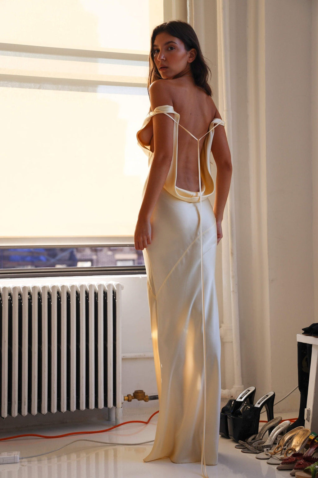 Cowls Backless Satin Maxi