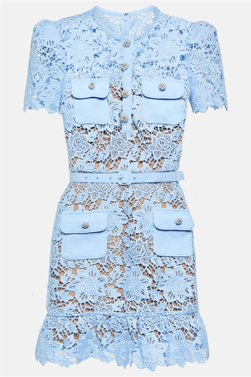 Slight Stretch Decorative Button Dress