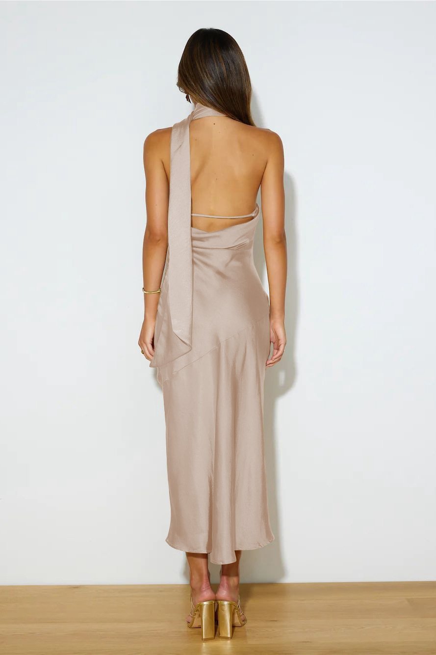 Cowl Halter Backless Midi
