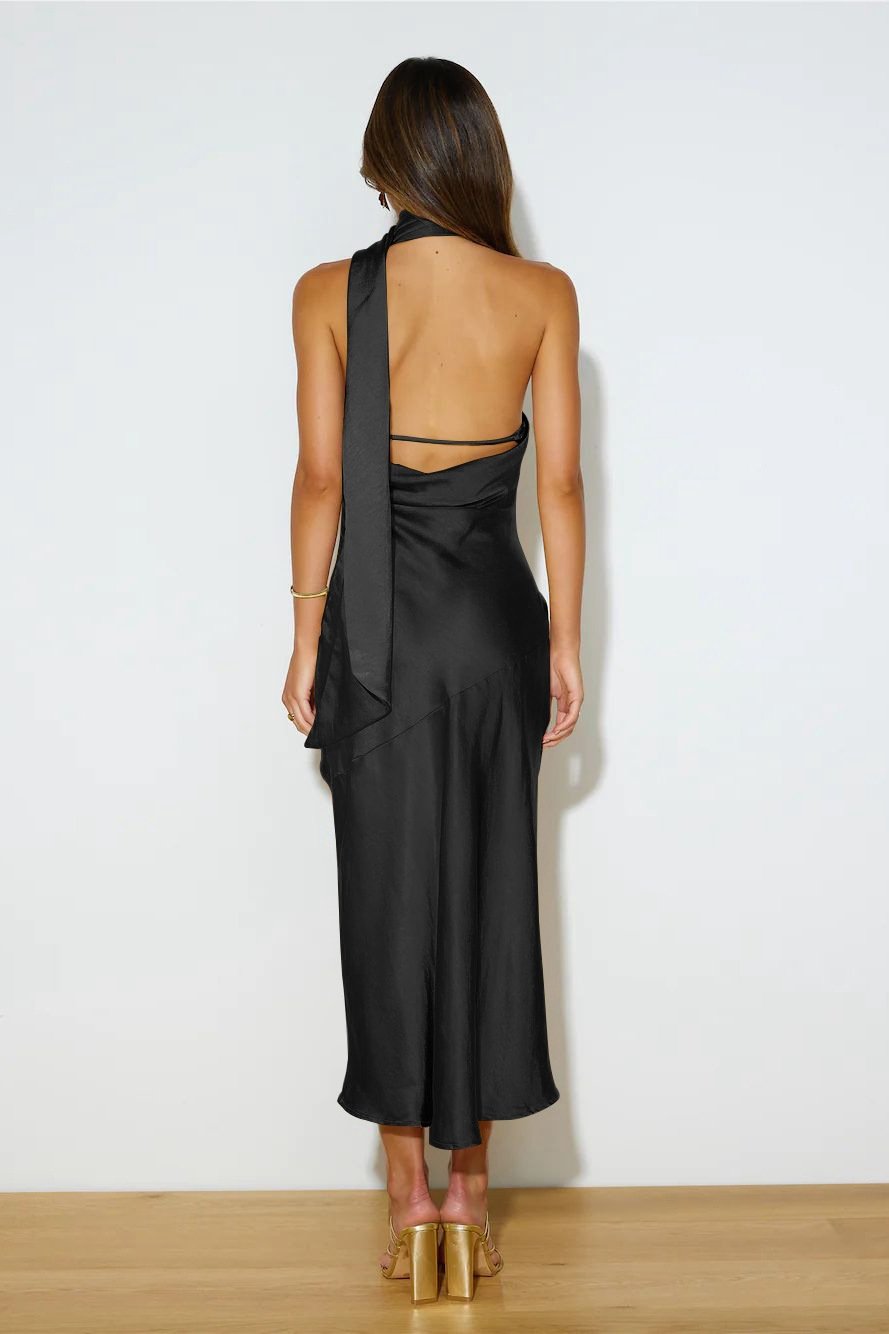 Cowl Halter Backless Midi